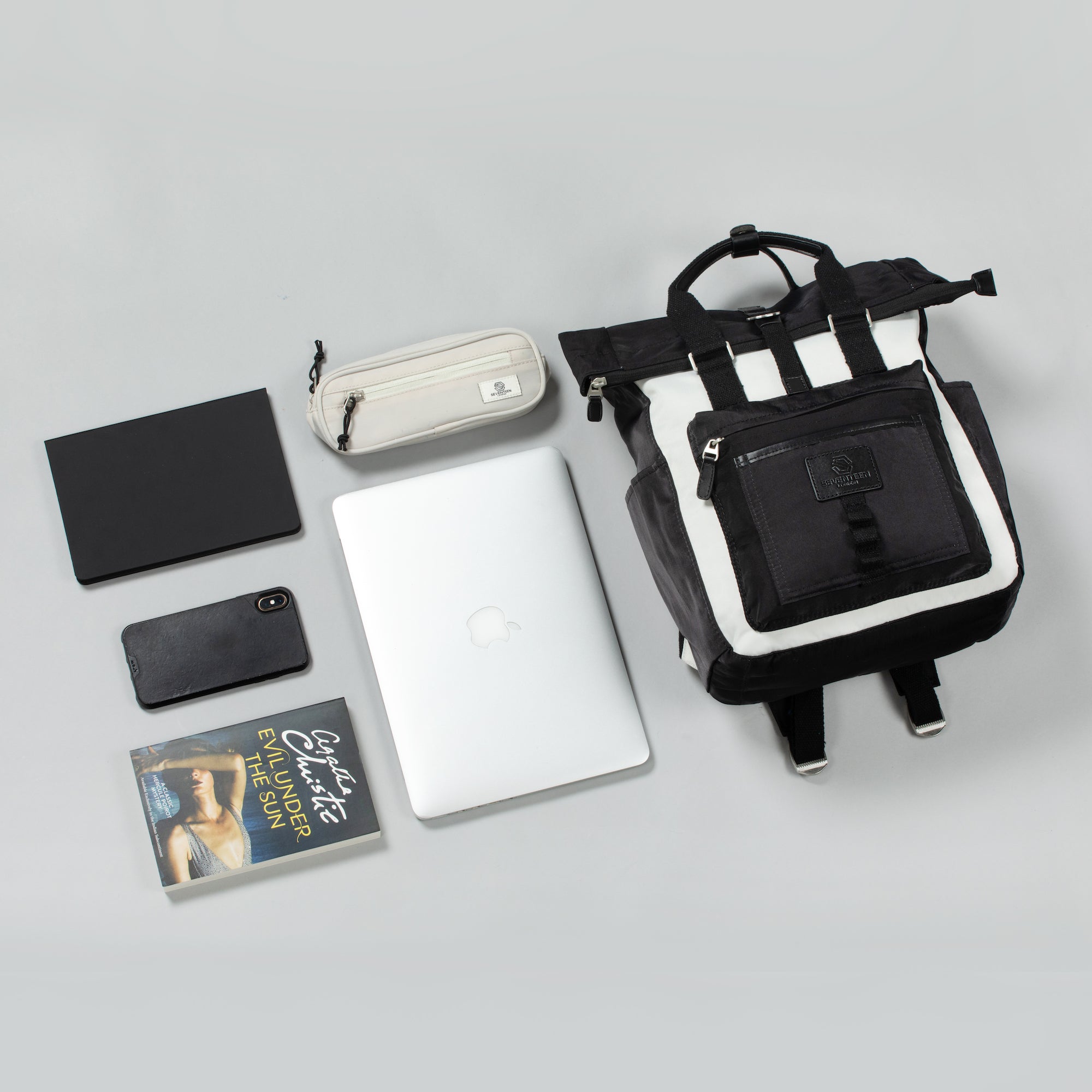 Canary Wharf Backpack - Black with Cream