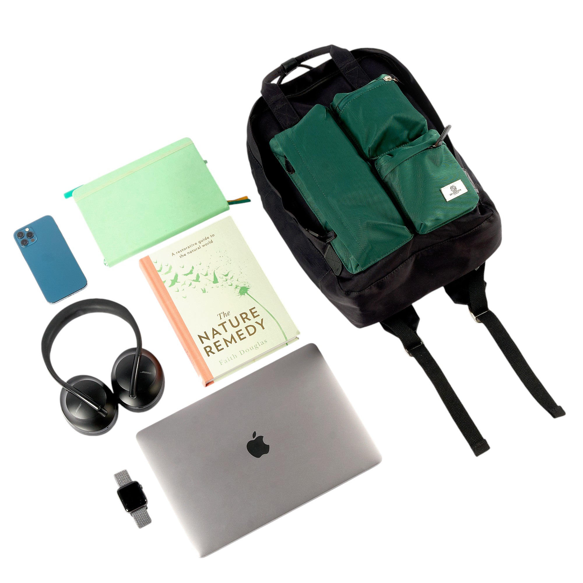 Piccadilly Circus Backpack - Black & Emerald Green