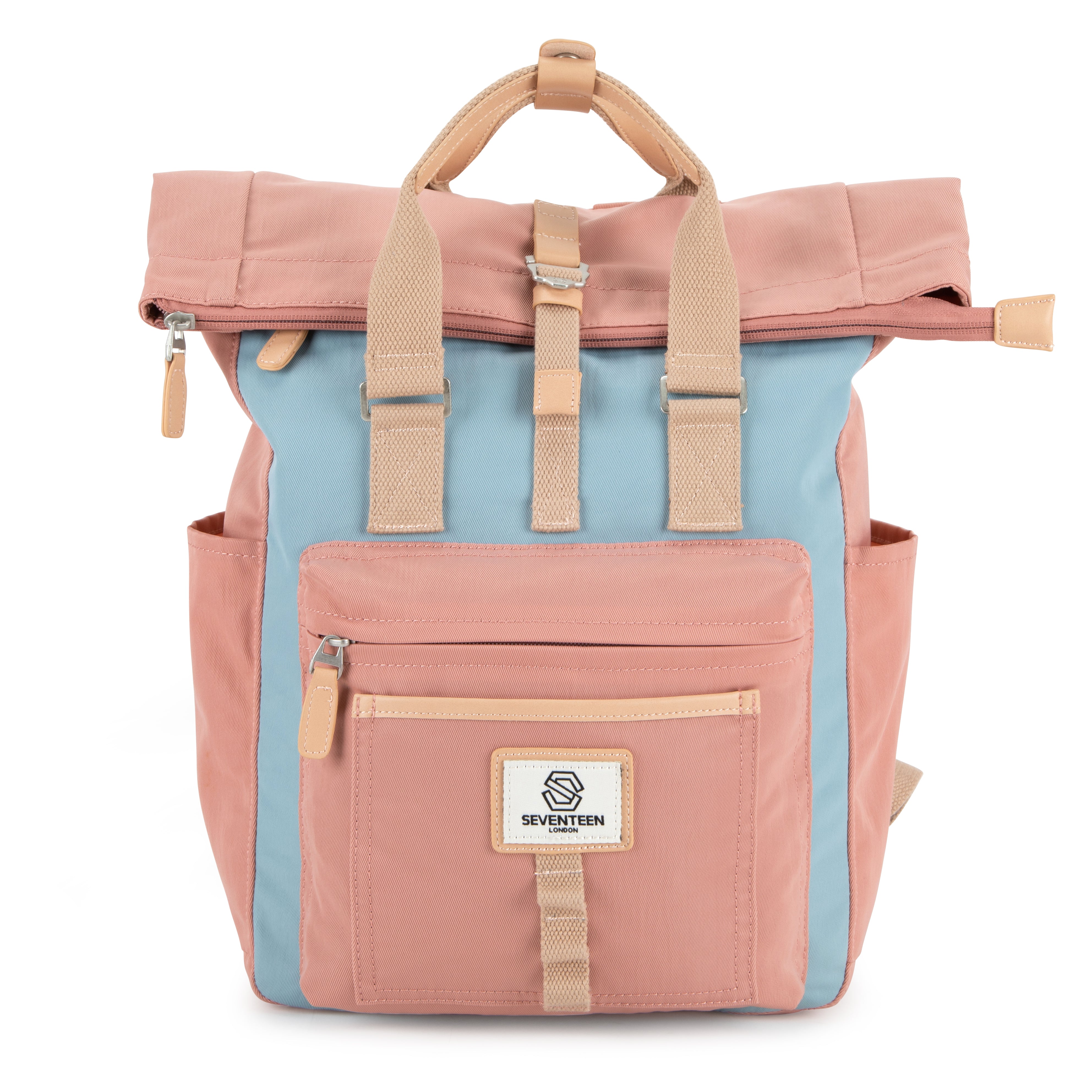 Canary Wharf Backpack - Pink with Light Blue - Seventeen London