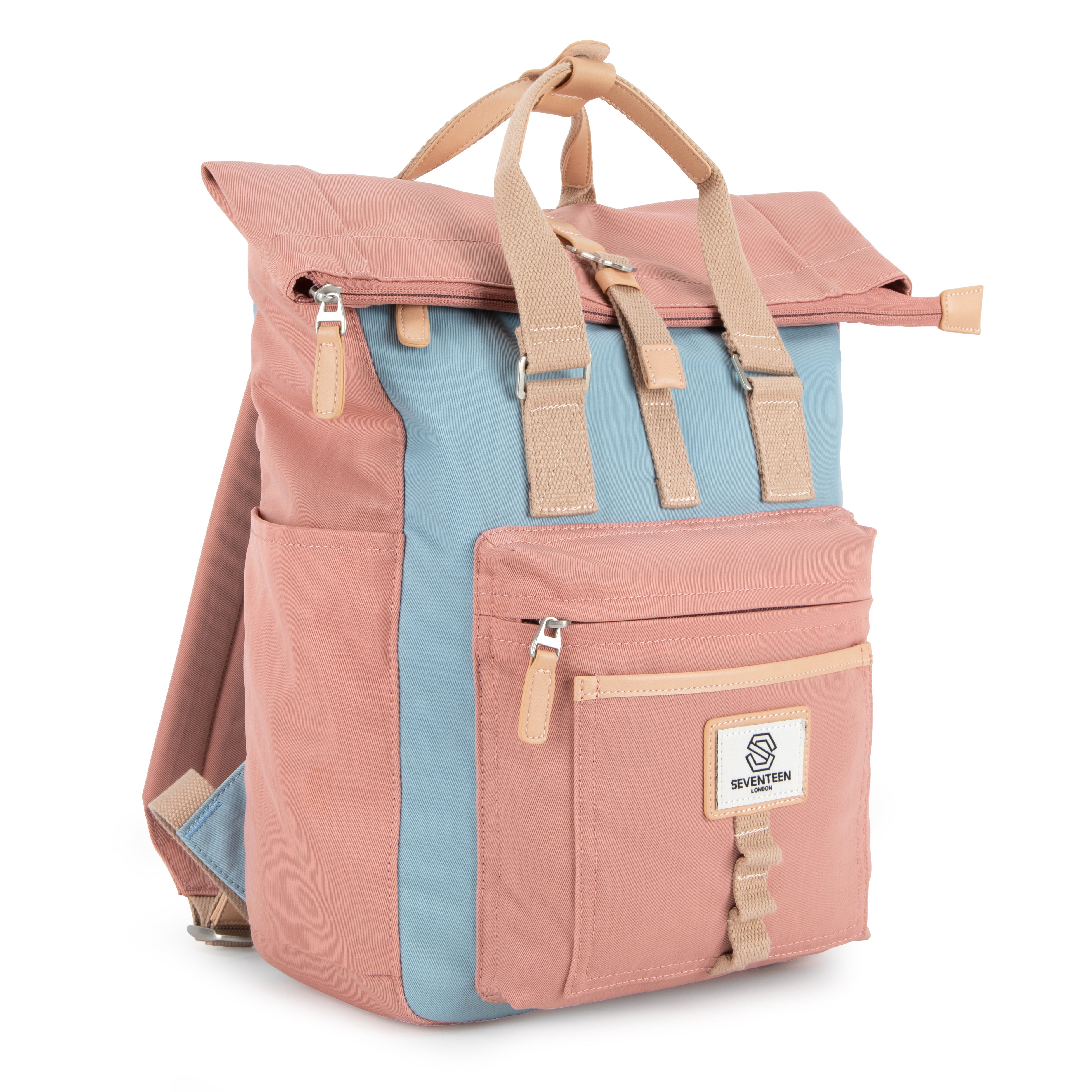 Canary Wharf Backpack - Pink with Light Blue - Seventeen London