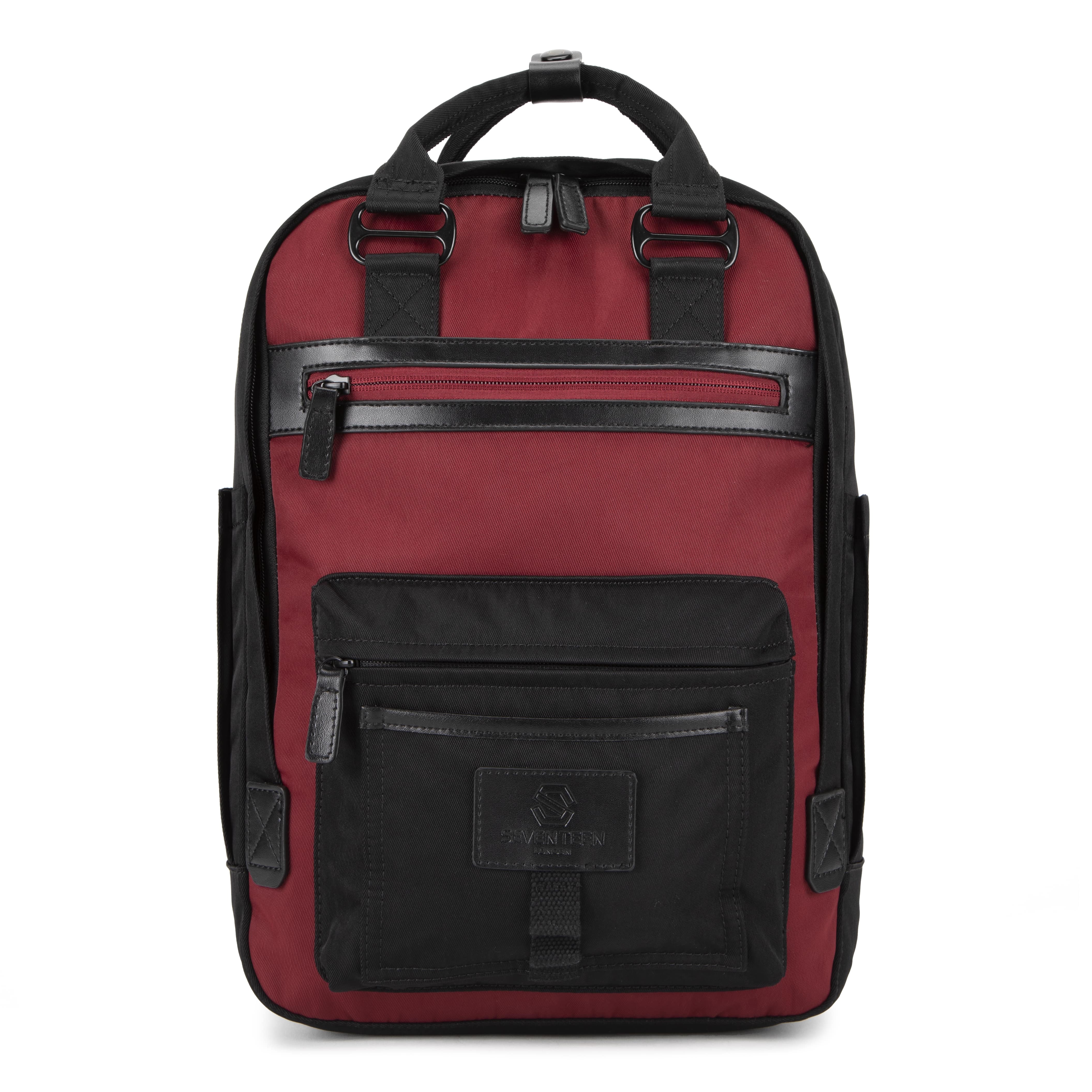 Wimbledon Backpack - Black with Burgundy - Seventeen London