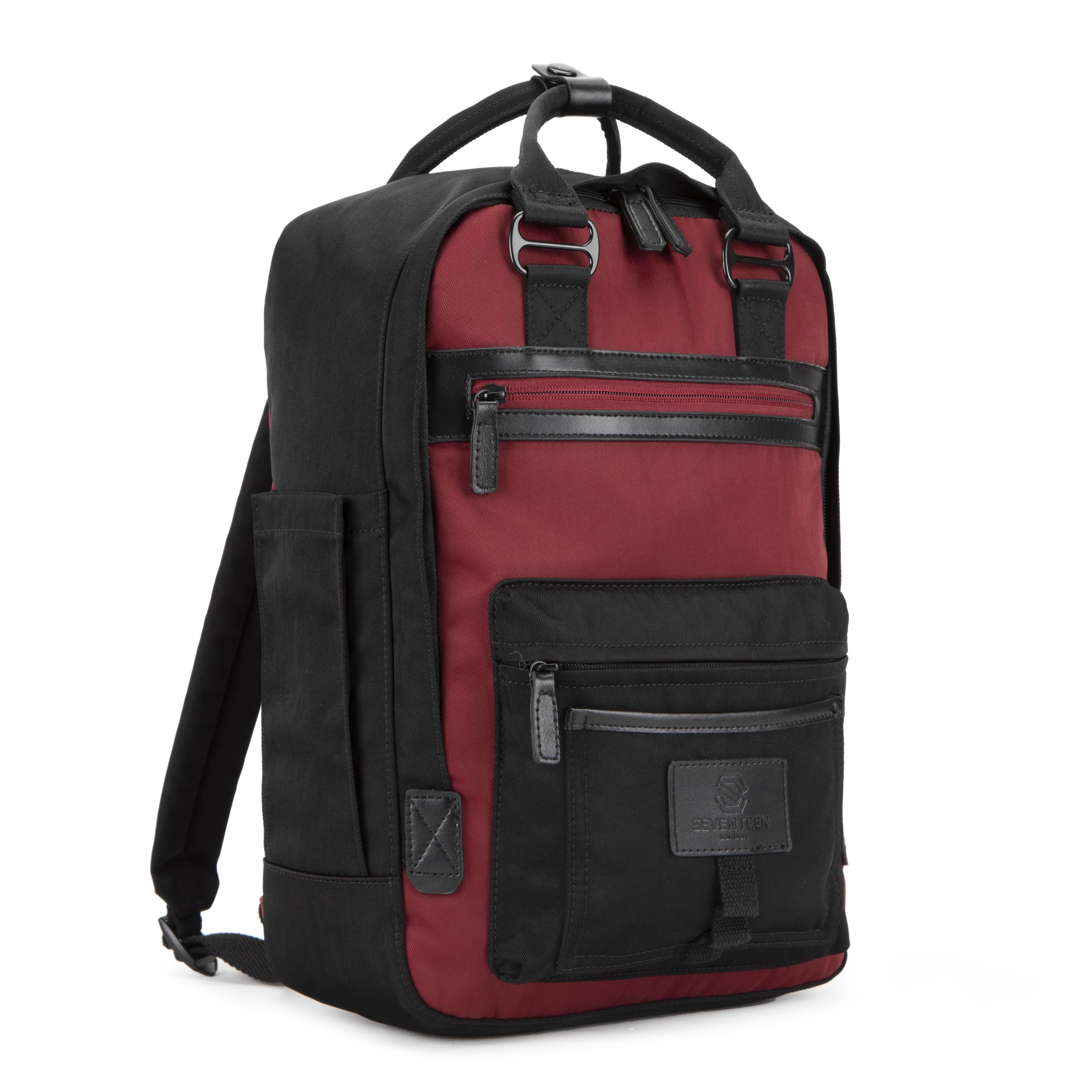Wimbledon Backpack - Black with Burgundy - Seventeen London