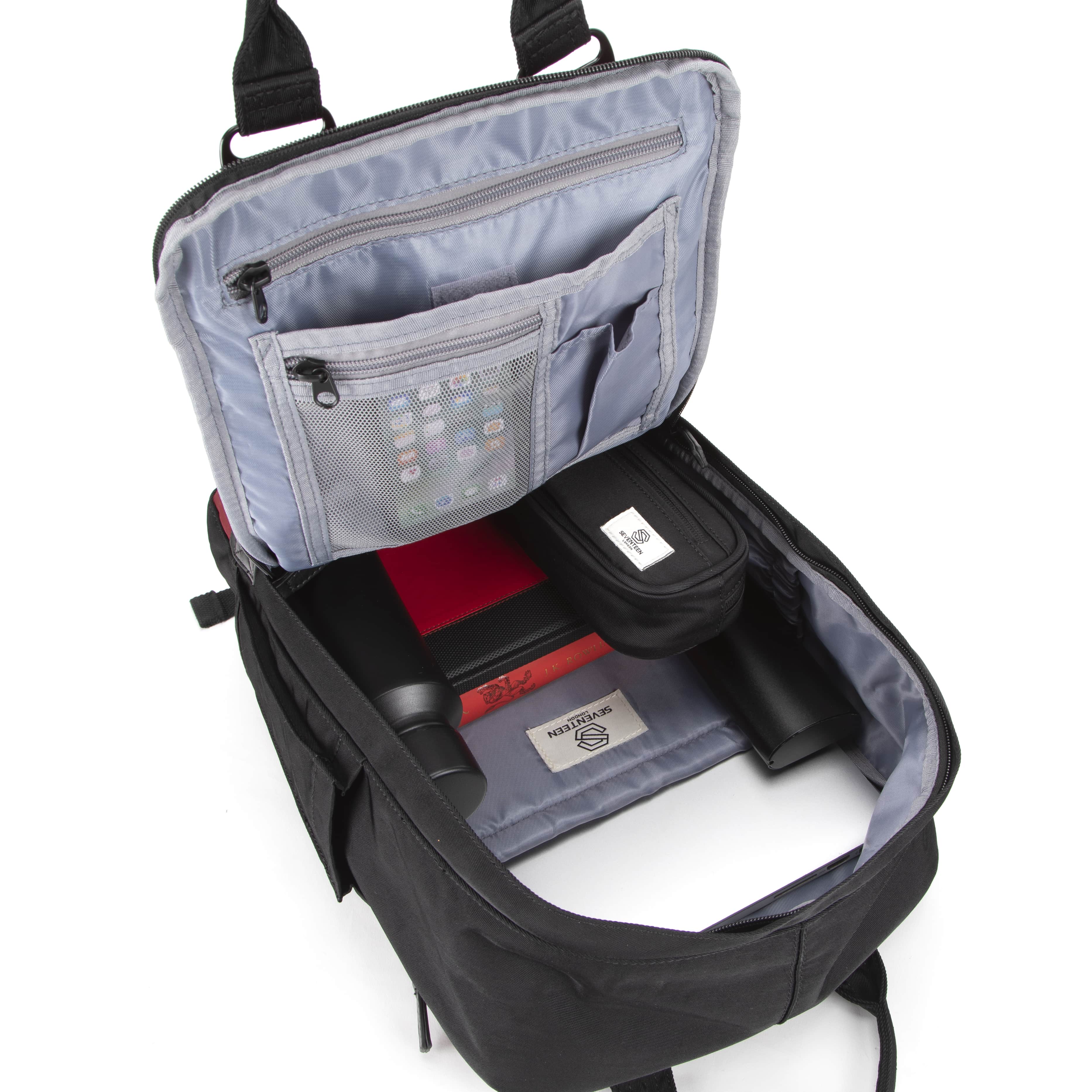 Wimbledon Backpack - Black with Burgundy - Seventeen London