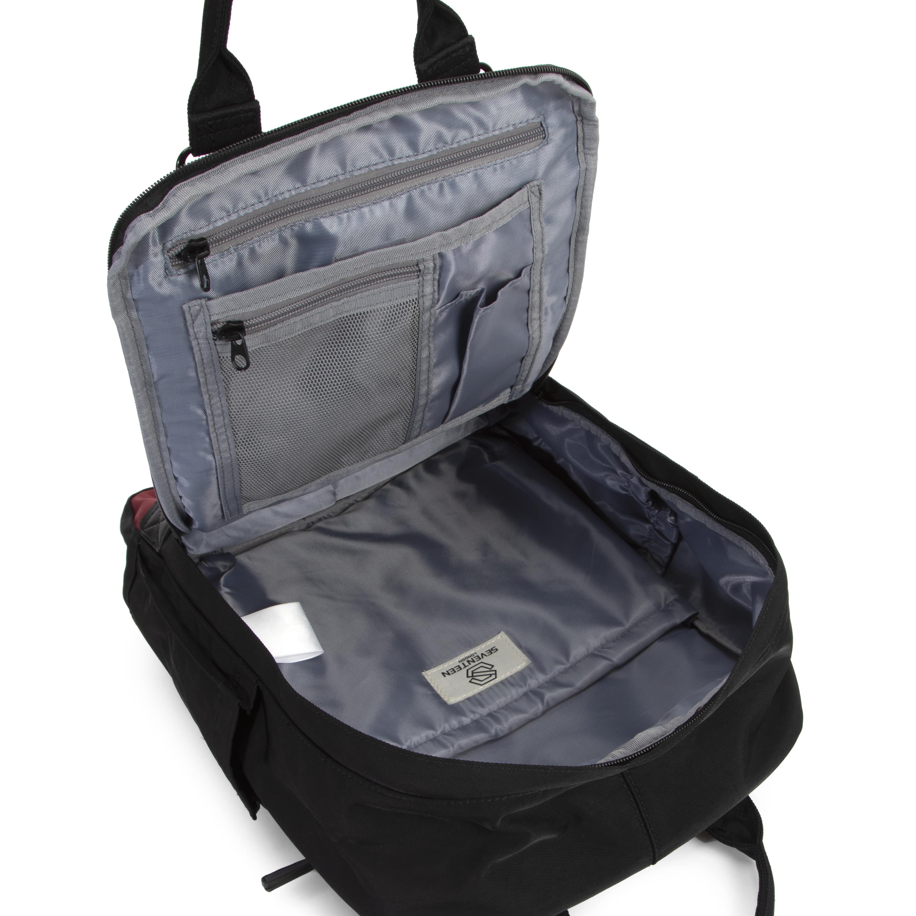 Wimbledon Backpack - Black with Burgundy - Seventeen London