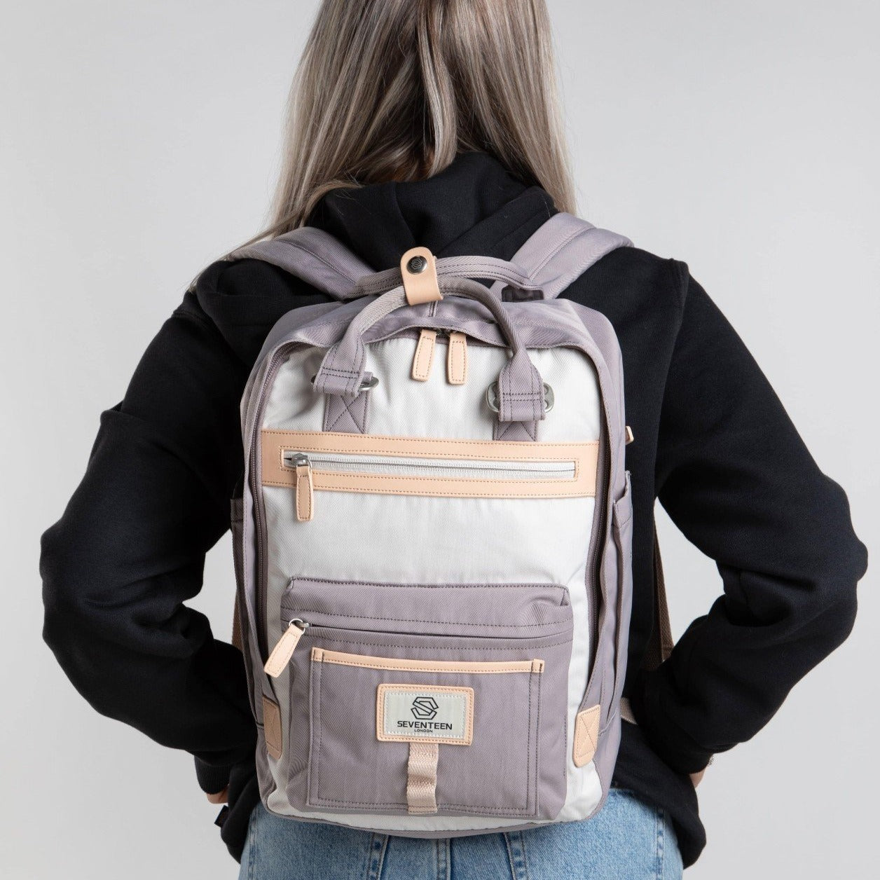 Wimbledon Backpack - Grey with Cream - Seventeen London