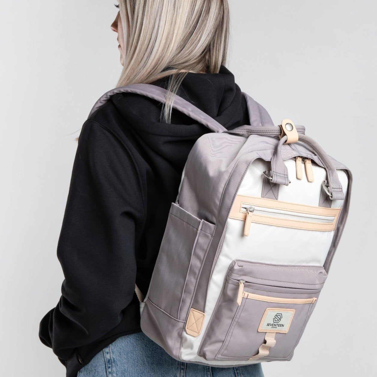 Wimbledon Backpack - Grey with Cream - Seventeen London