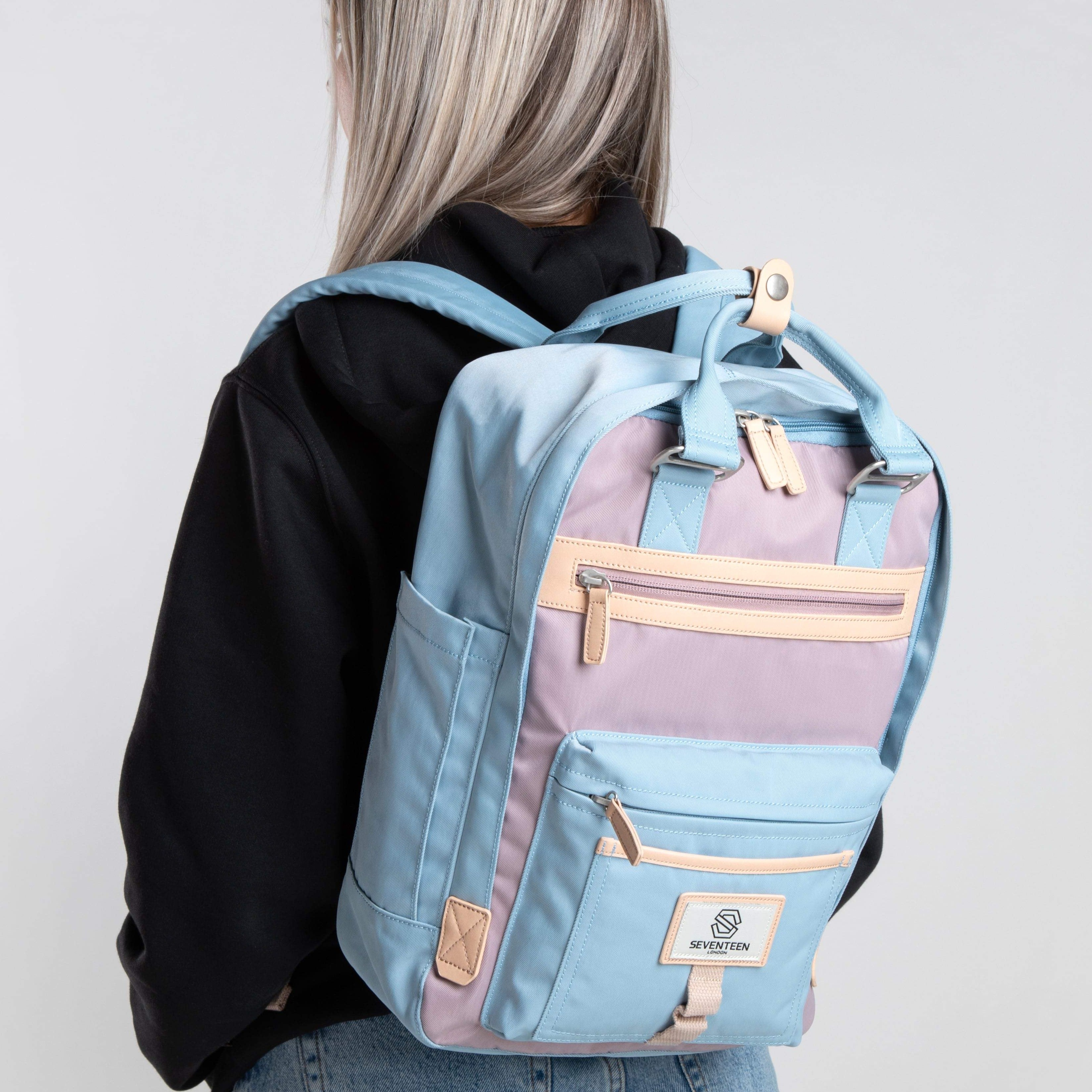 Wimbledon Backpack - Light Blue with Lilac - Seventeen London