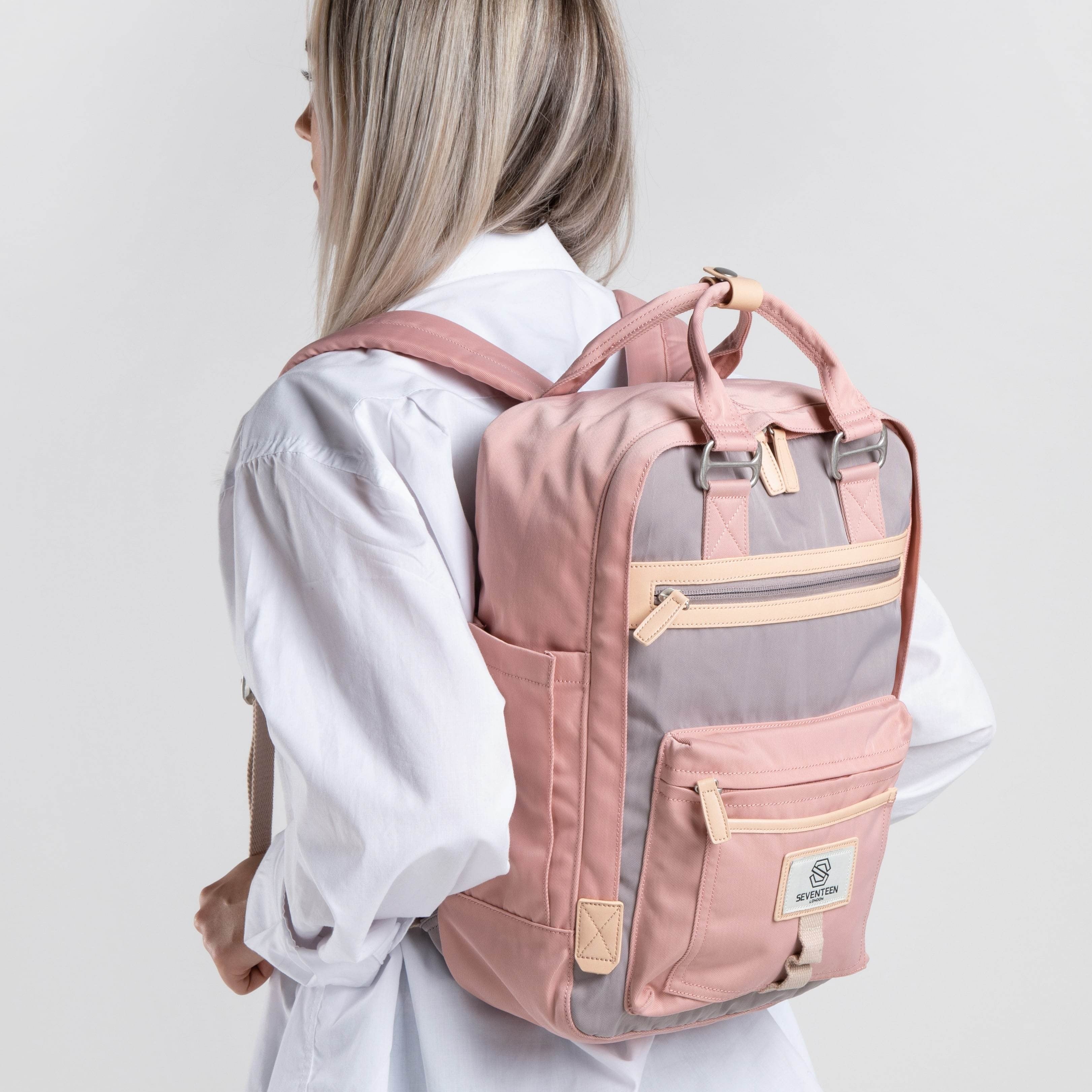 Wimbledon Backpack - Pink with Grey - Seventeen London