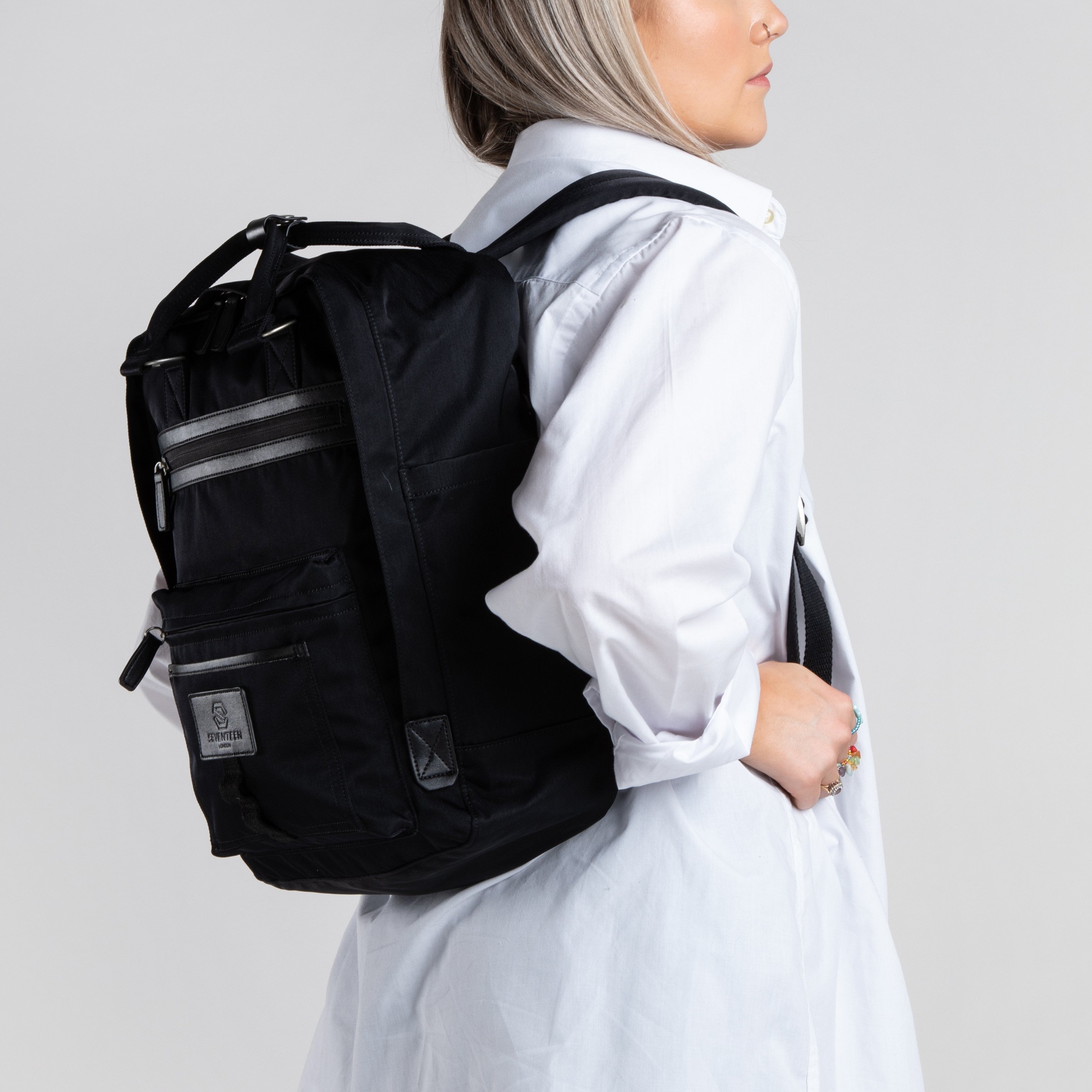 Wimbledon Backpack - Black with Black - Seventeen London