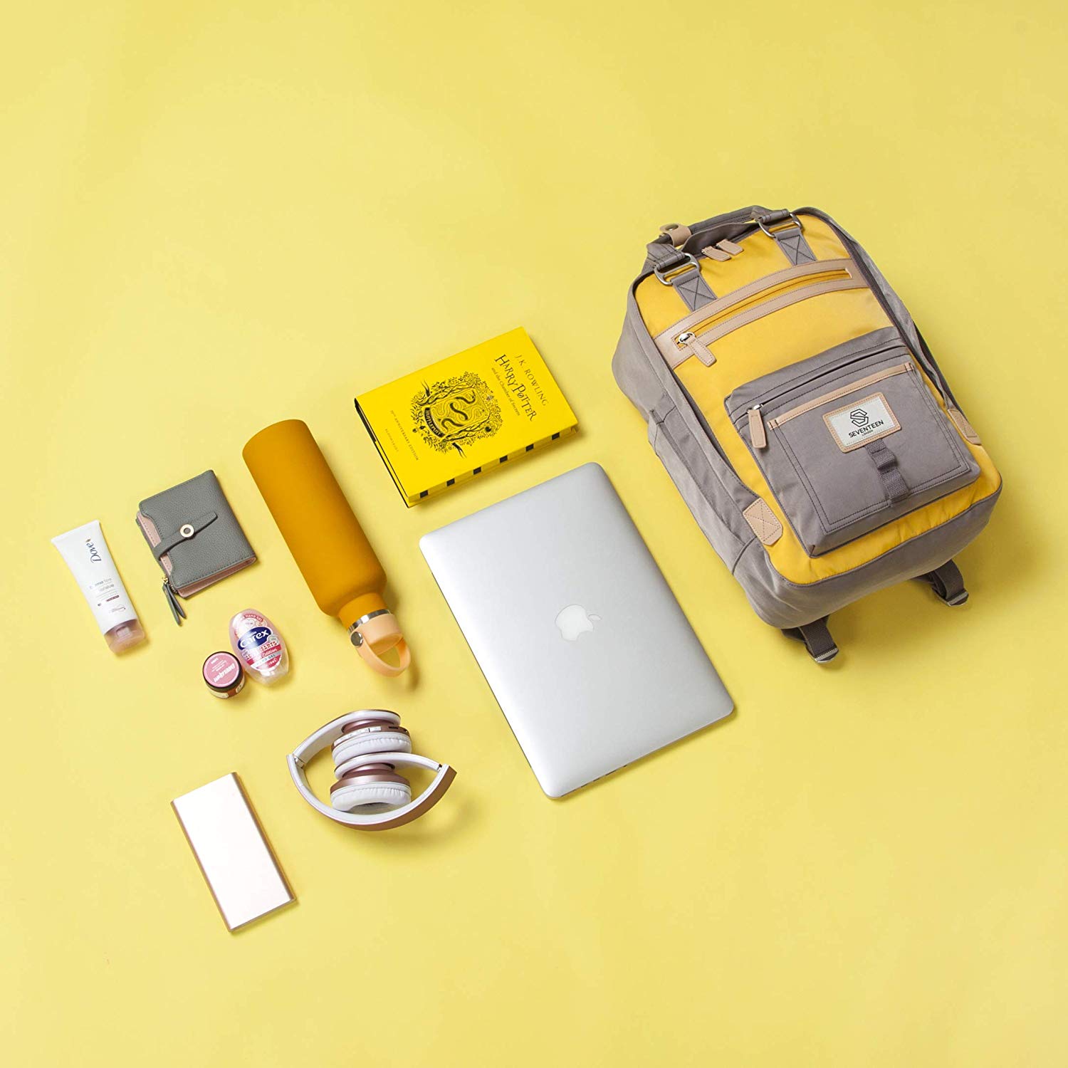 Wimbledon Backpack - Grey with Yellow - Seventeen London