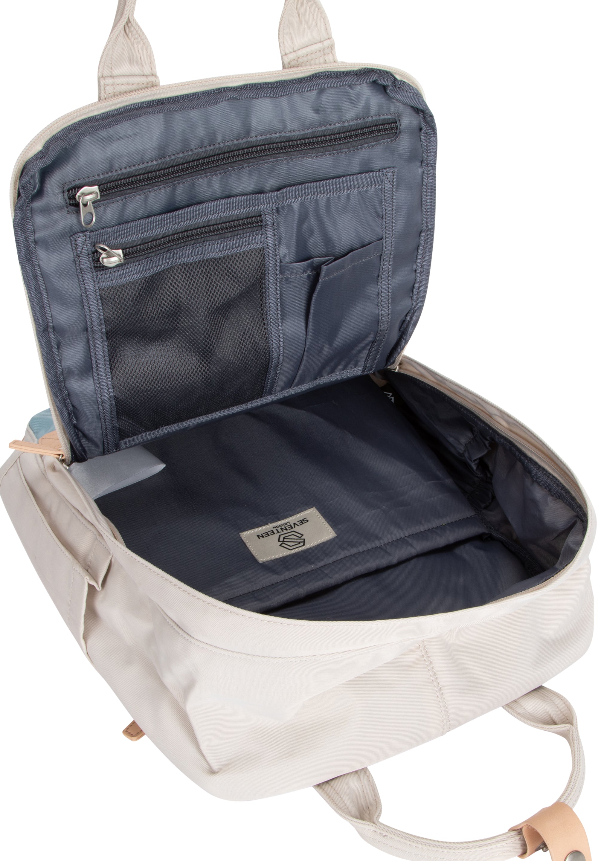 Wimbledon Backpack - Cream with Light Blue - Seventeen London