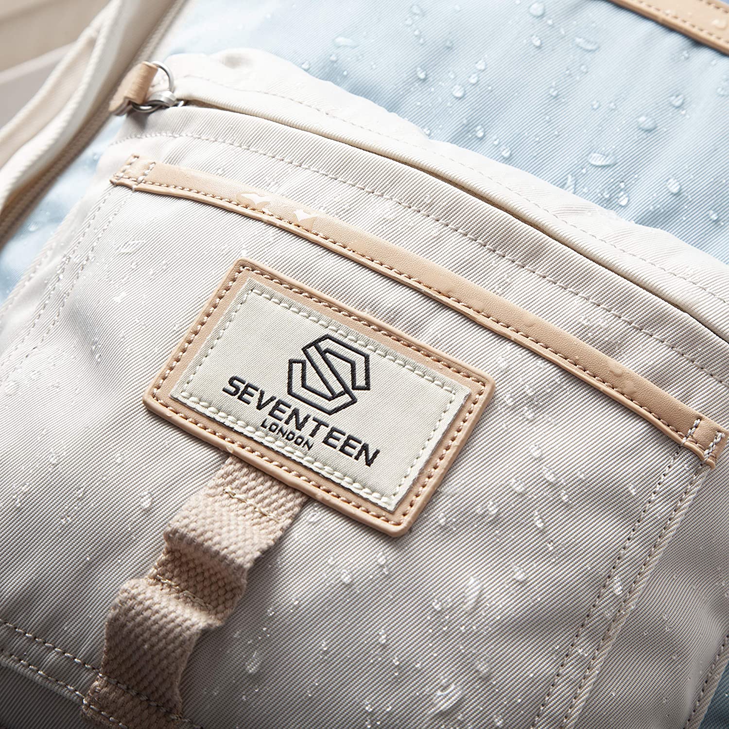 Wimbledon Backpack - Cream with Light Blue - Seventeen London