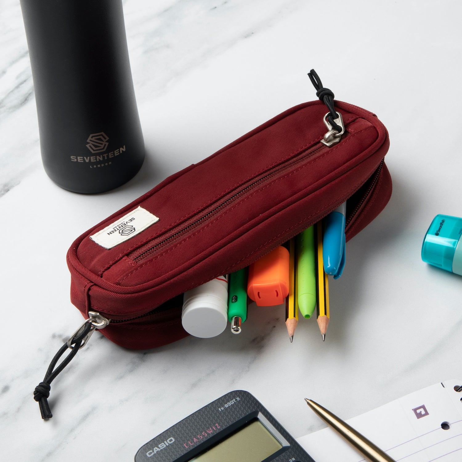 Mitcham Pencil Case - Burgundy - Seventeen London