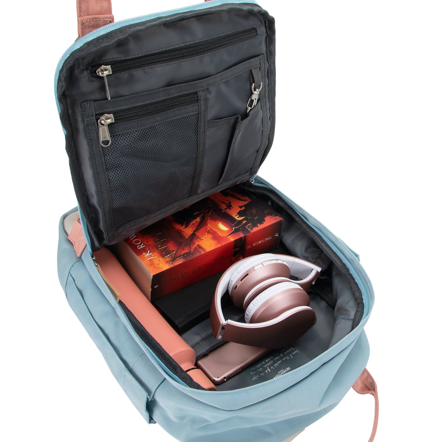 Camden Backpack Cream, Pink & Light Blue - Seventeen London