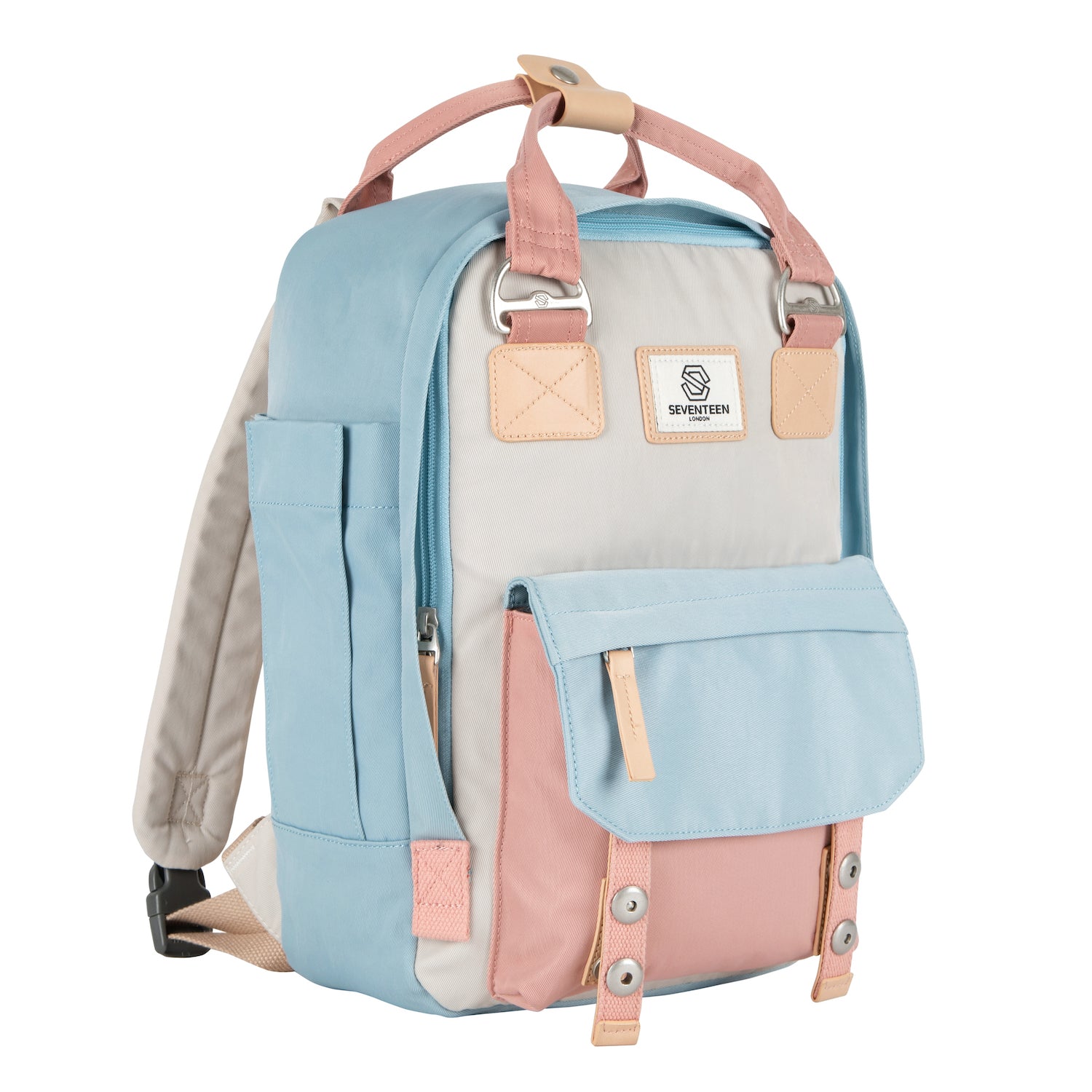 Camden Backpack Cream, Pink & Light Blue - Seventeen London