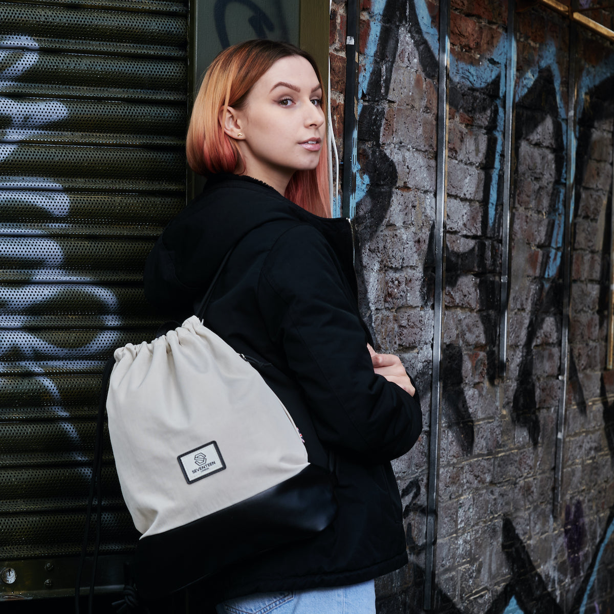 Greenwich Drawstring Bag - Cream - Seventeen London