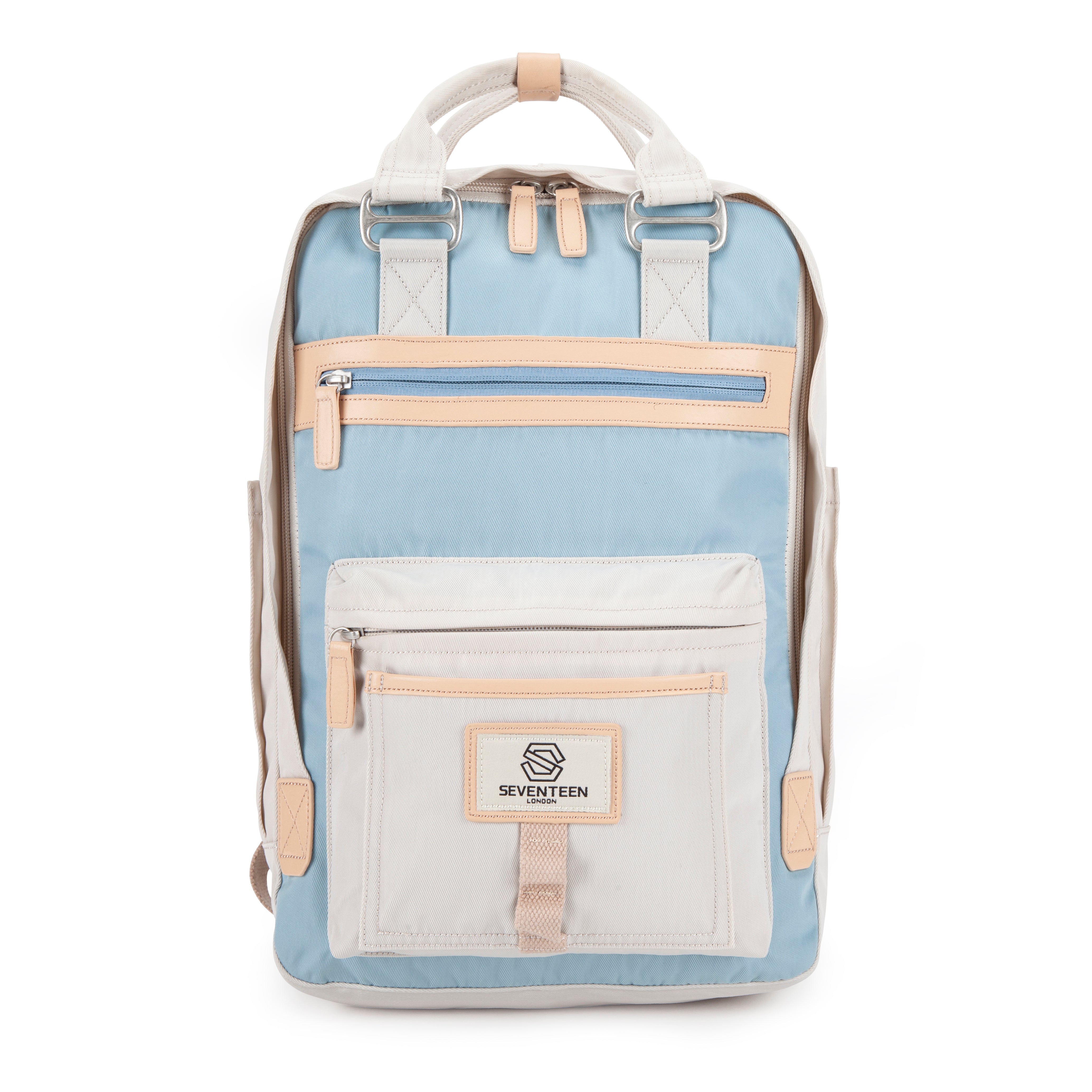 Wimbledon Backpack - Cream with Light Blue - Seventeen London