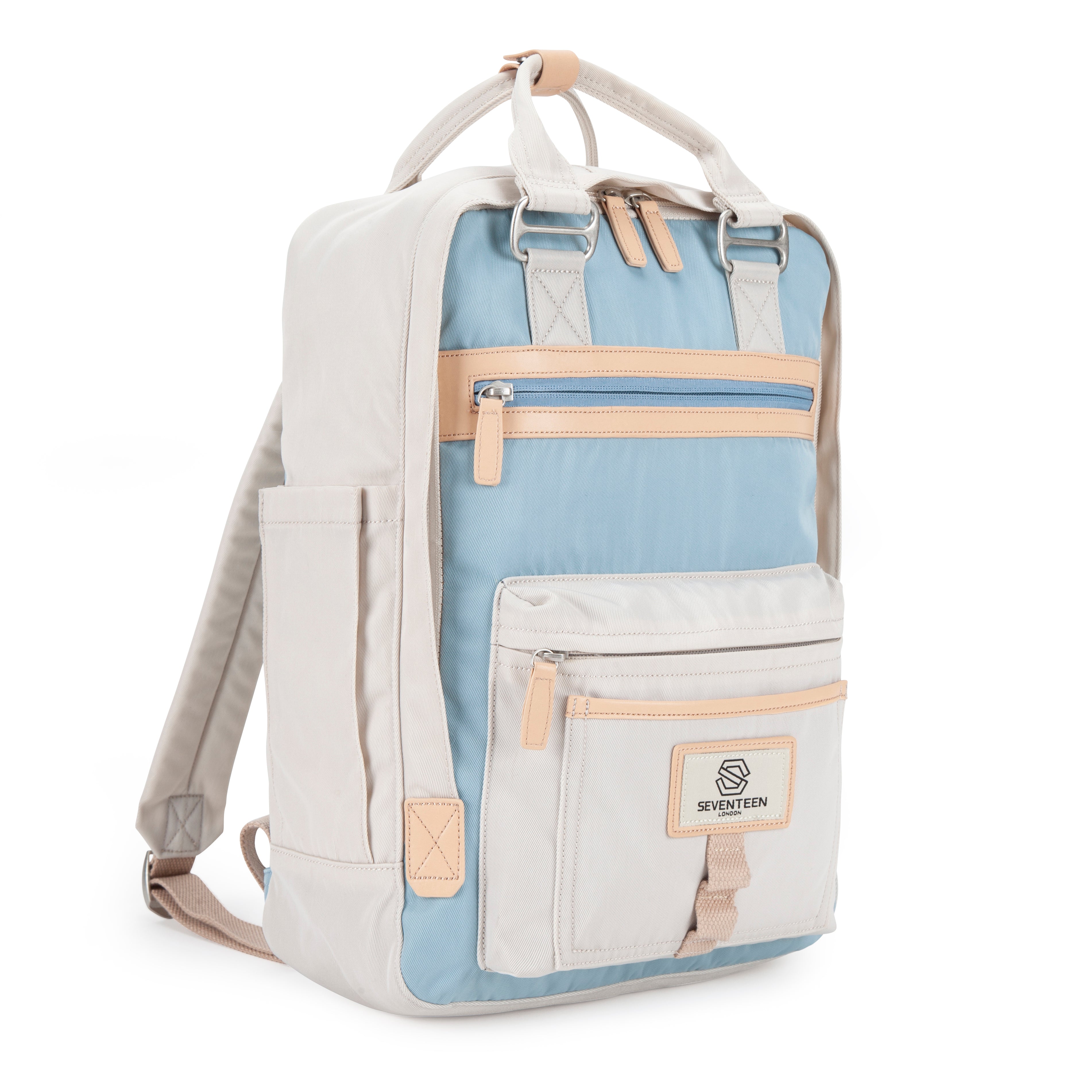 Wimbledon Backpack - Cream with Light Blue - Seventeen London