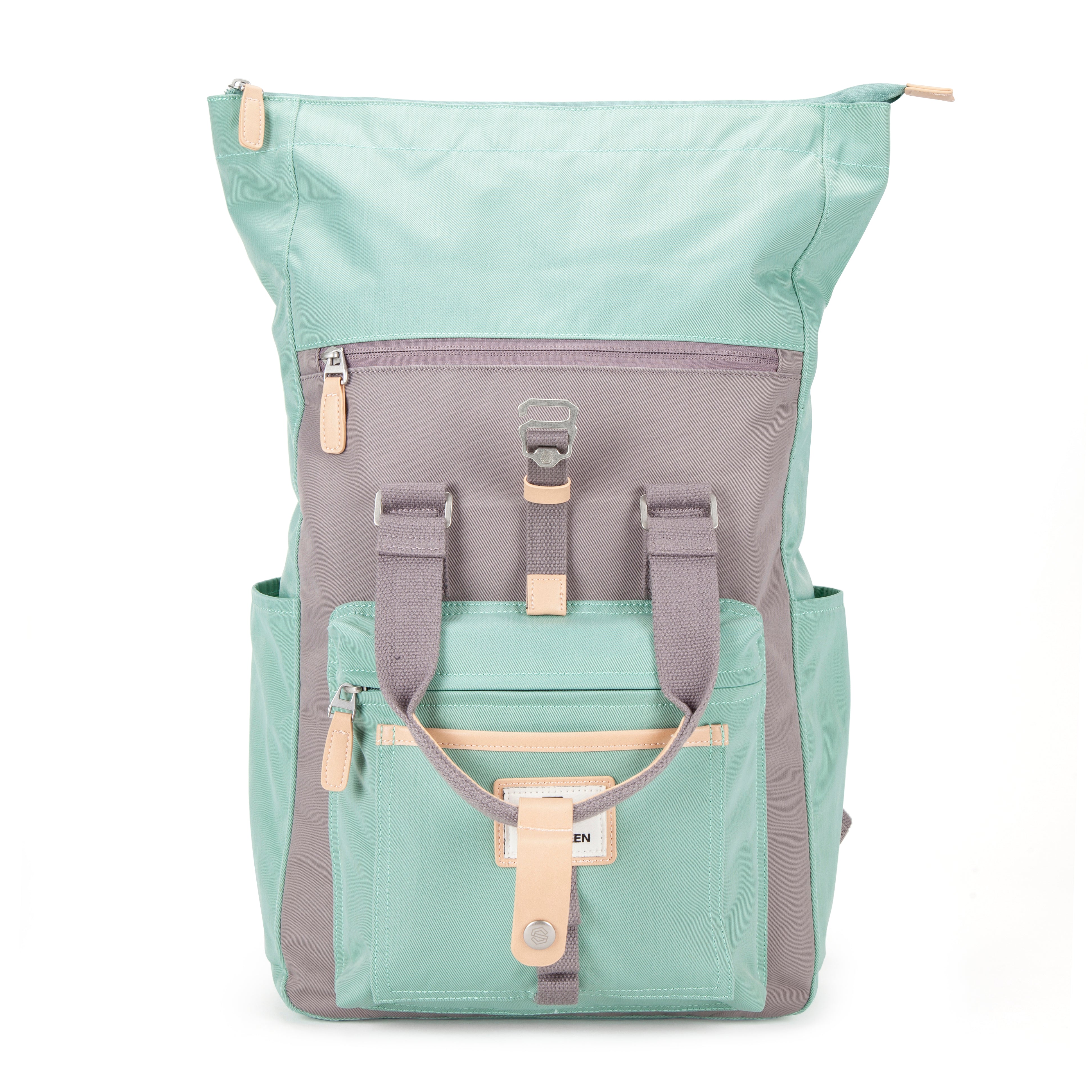 Canary Wharf Backpack - Pastel Green with Grey - Seventeen London