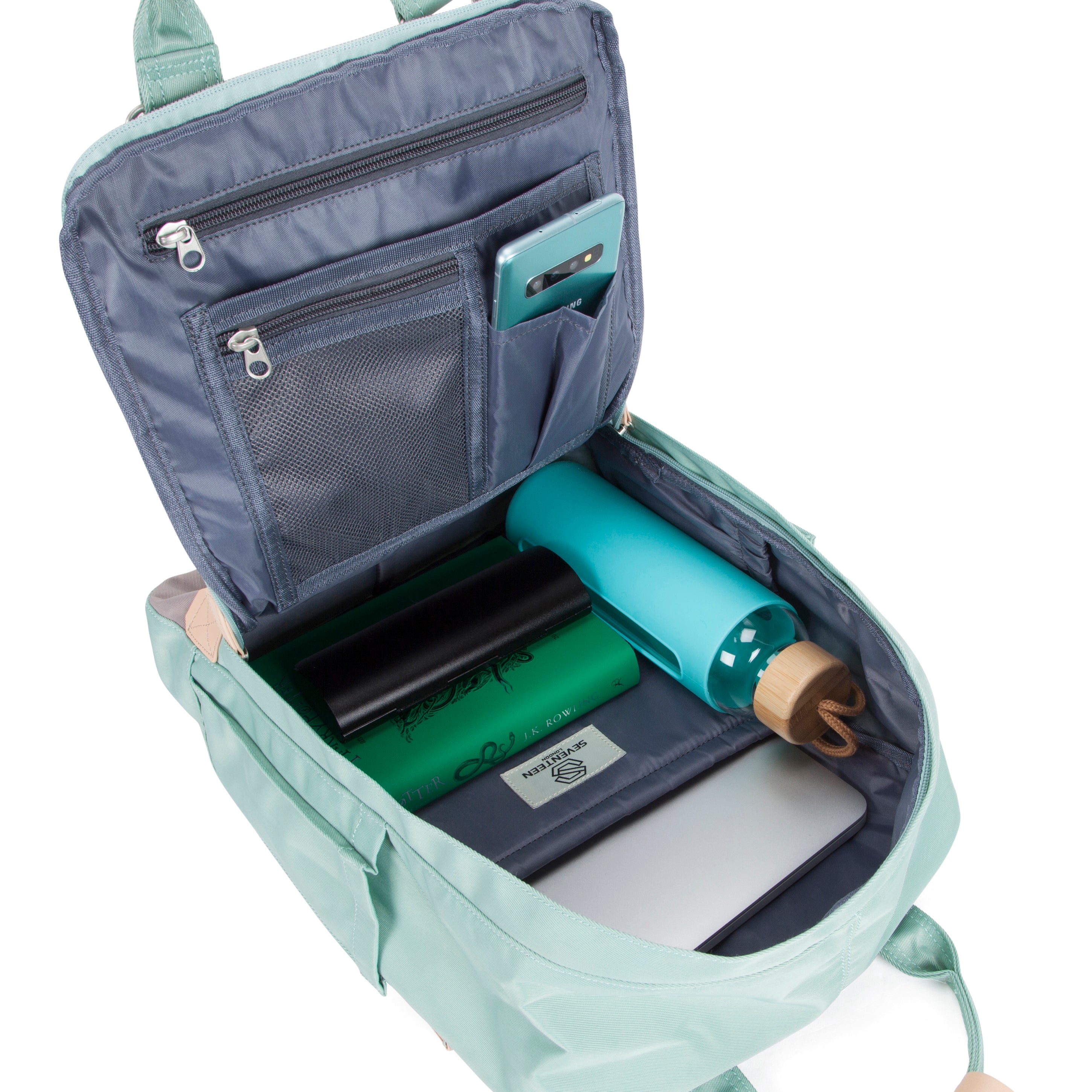 Wimbledon Backpack - Pastel Green with Grey - Seventeen London