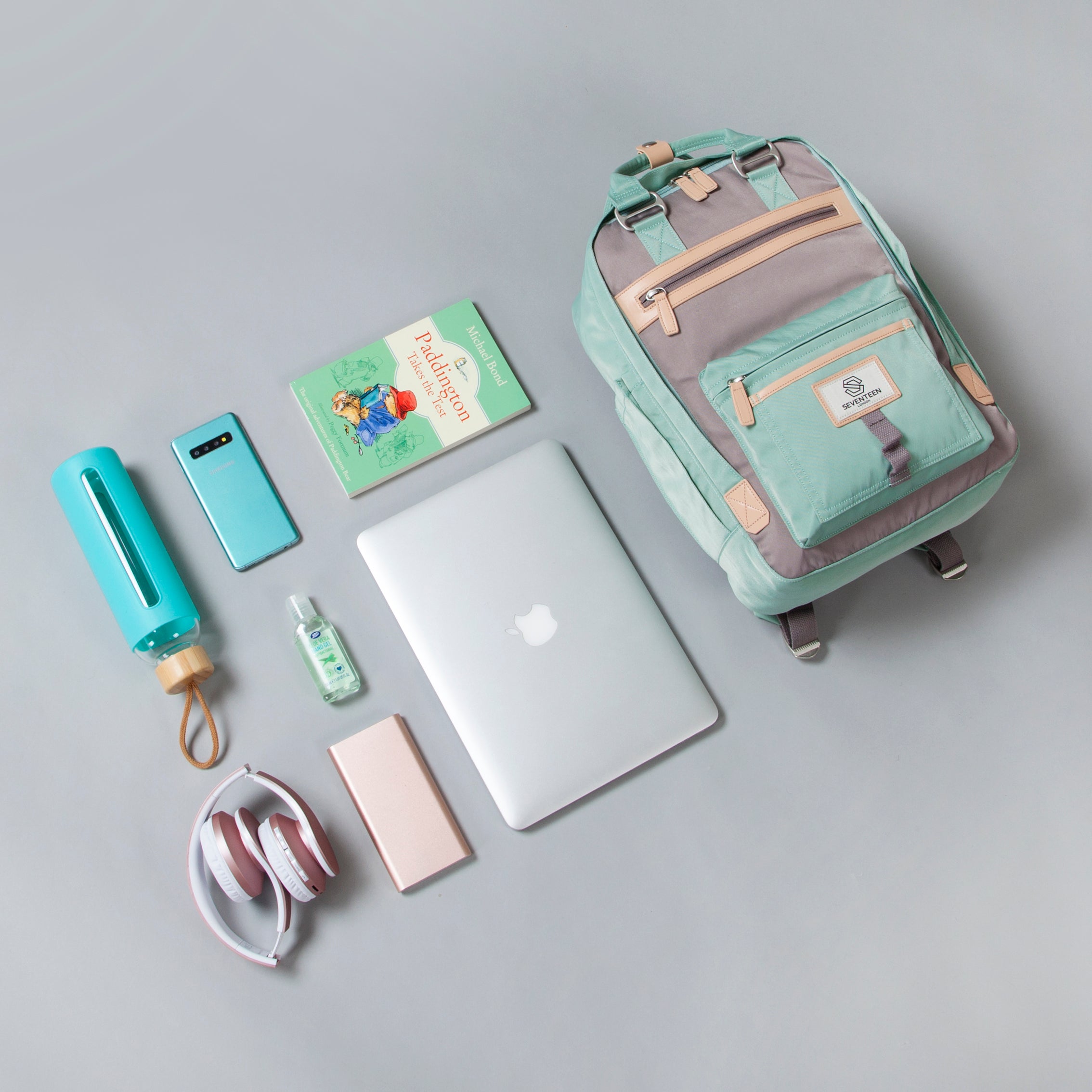 Wimbledon Backpack - Pastel Green with Grey - Seventeen London