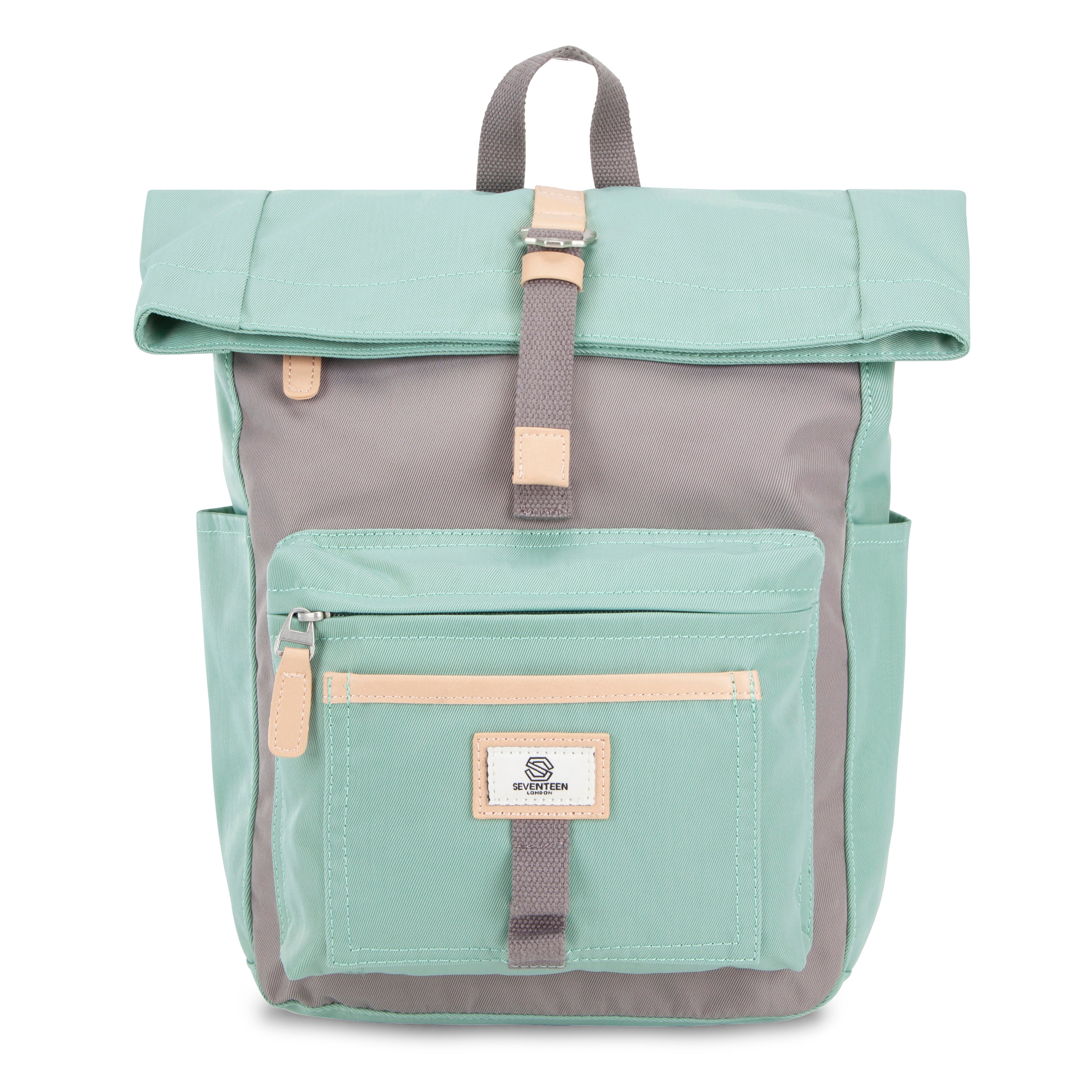 Canary Wharf Mini Backpack - Pastel Green with Grey - Seventeen London