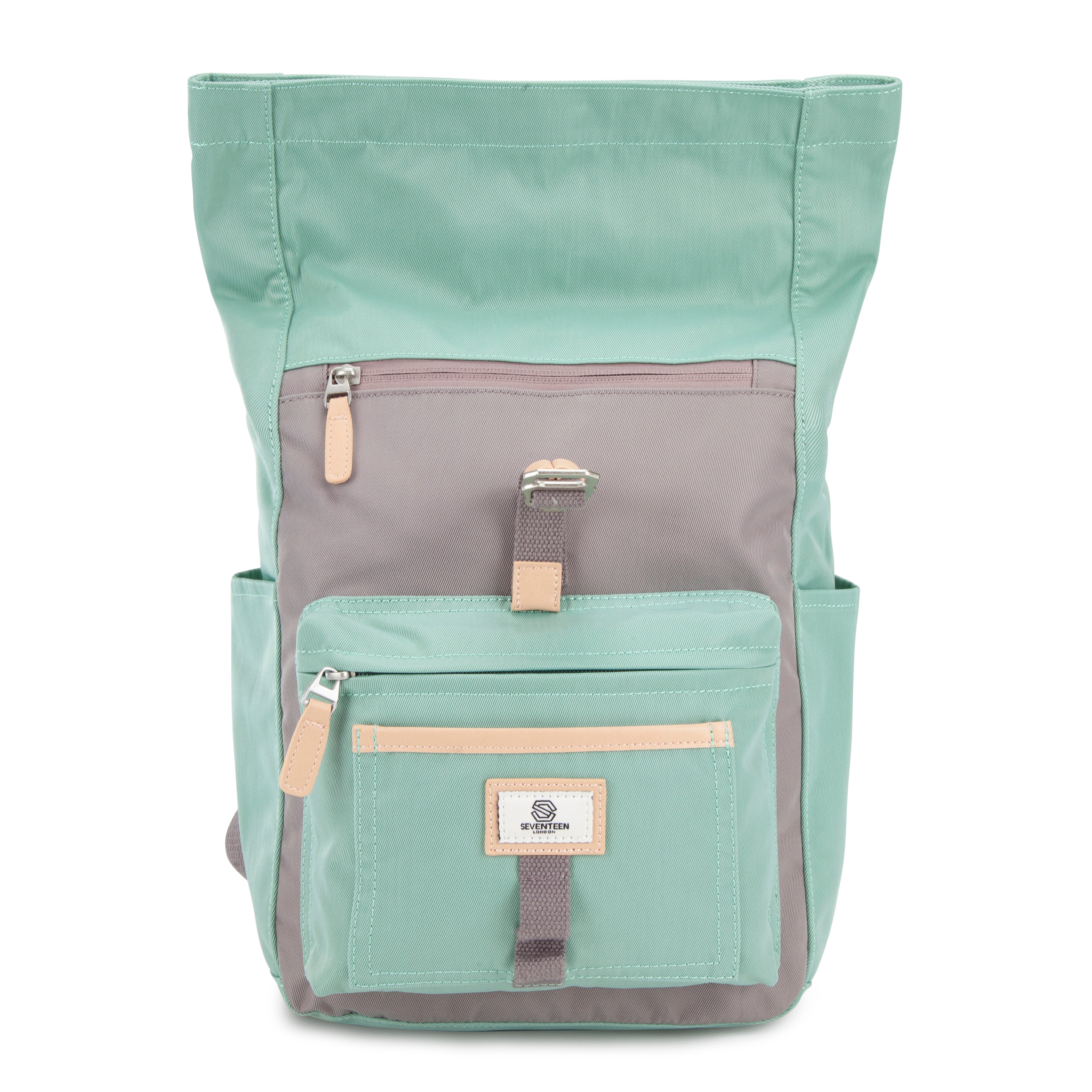 Canary Wharf Mini Backpack - Pastel Green with Grey - Seventeen London