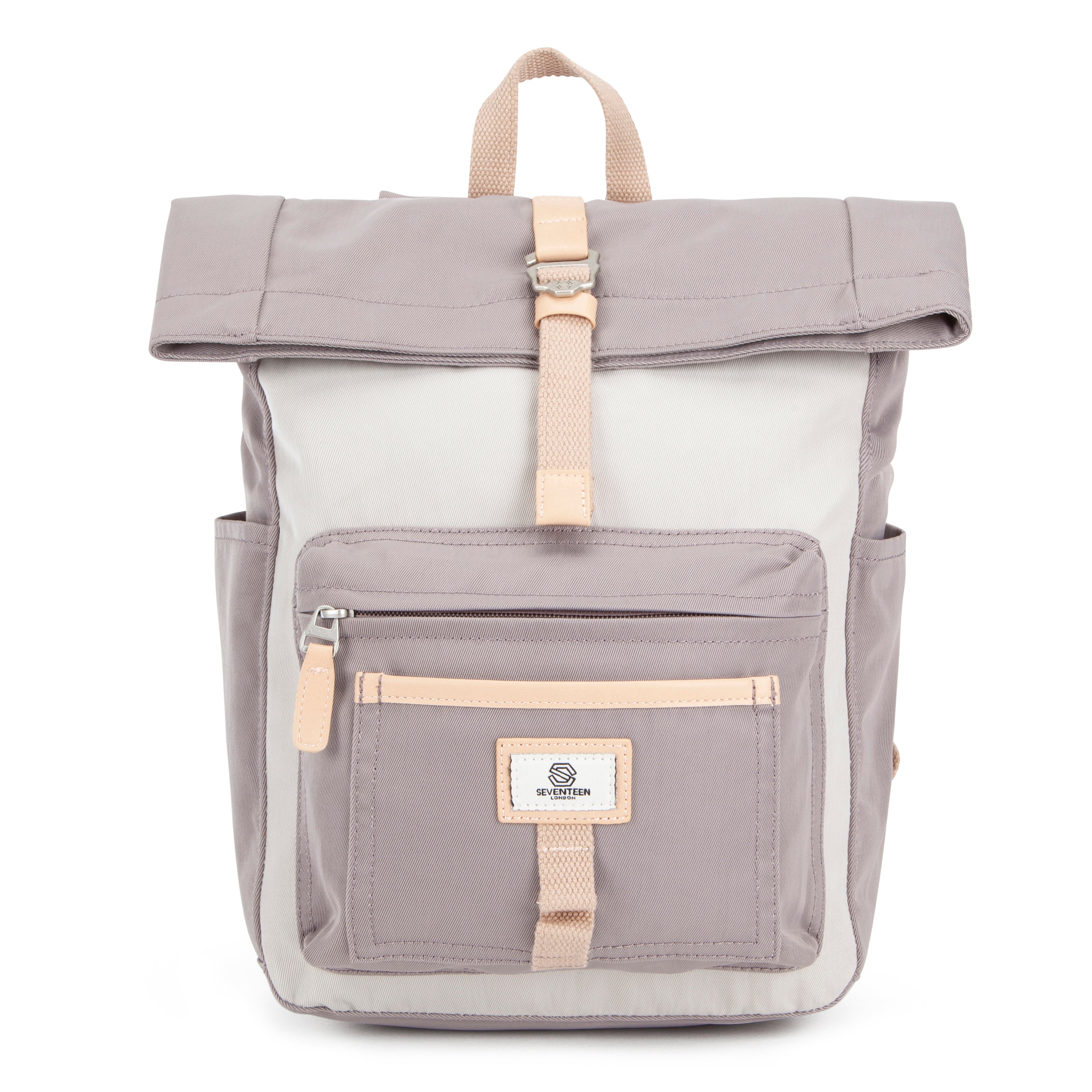 Canary Wharf Mini Backpack - Grey with Cream - Seventeen London