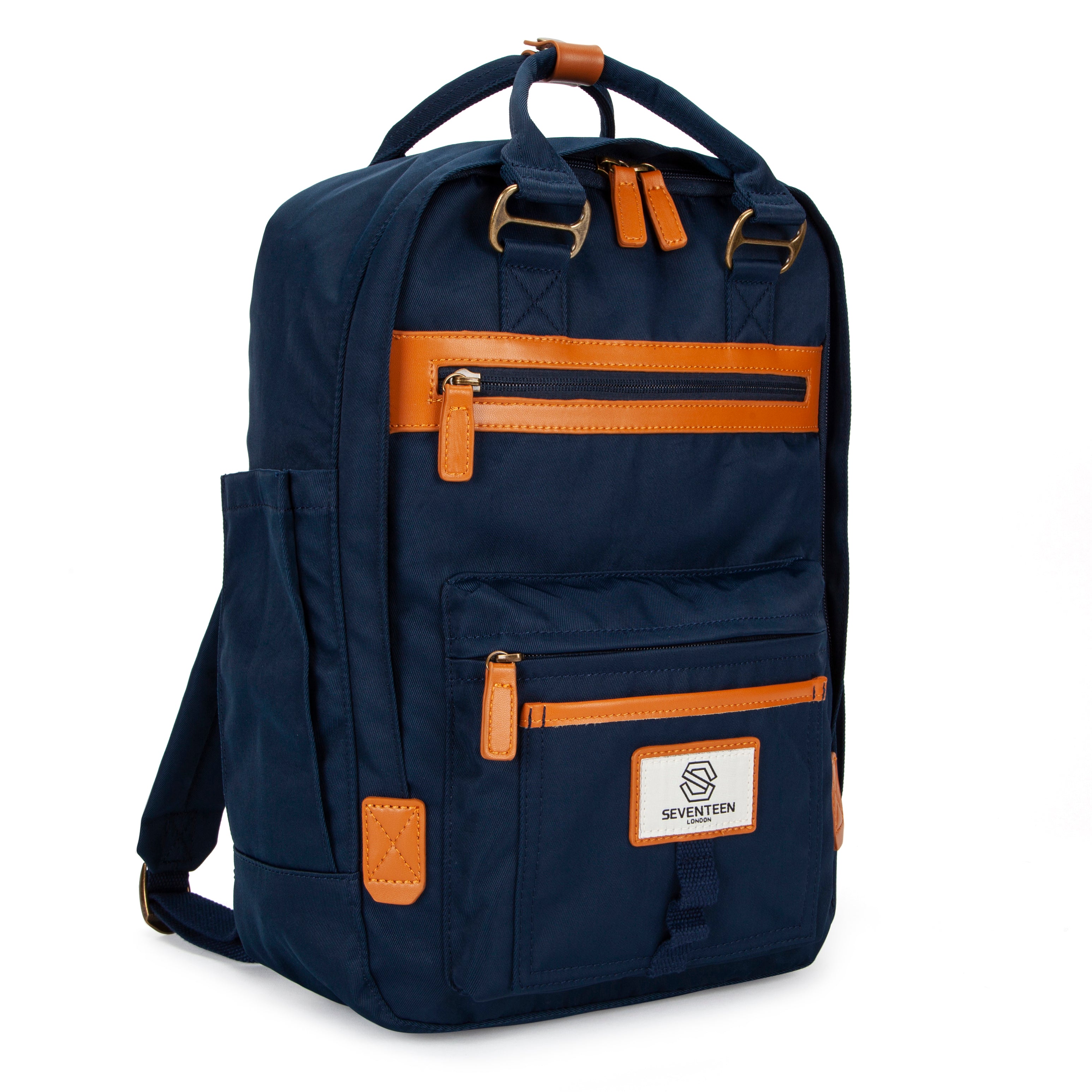 Wimbledon Backpack - Navy with Tan - Seventeen London
