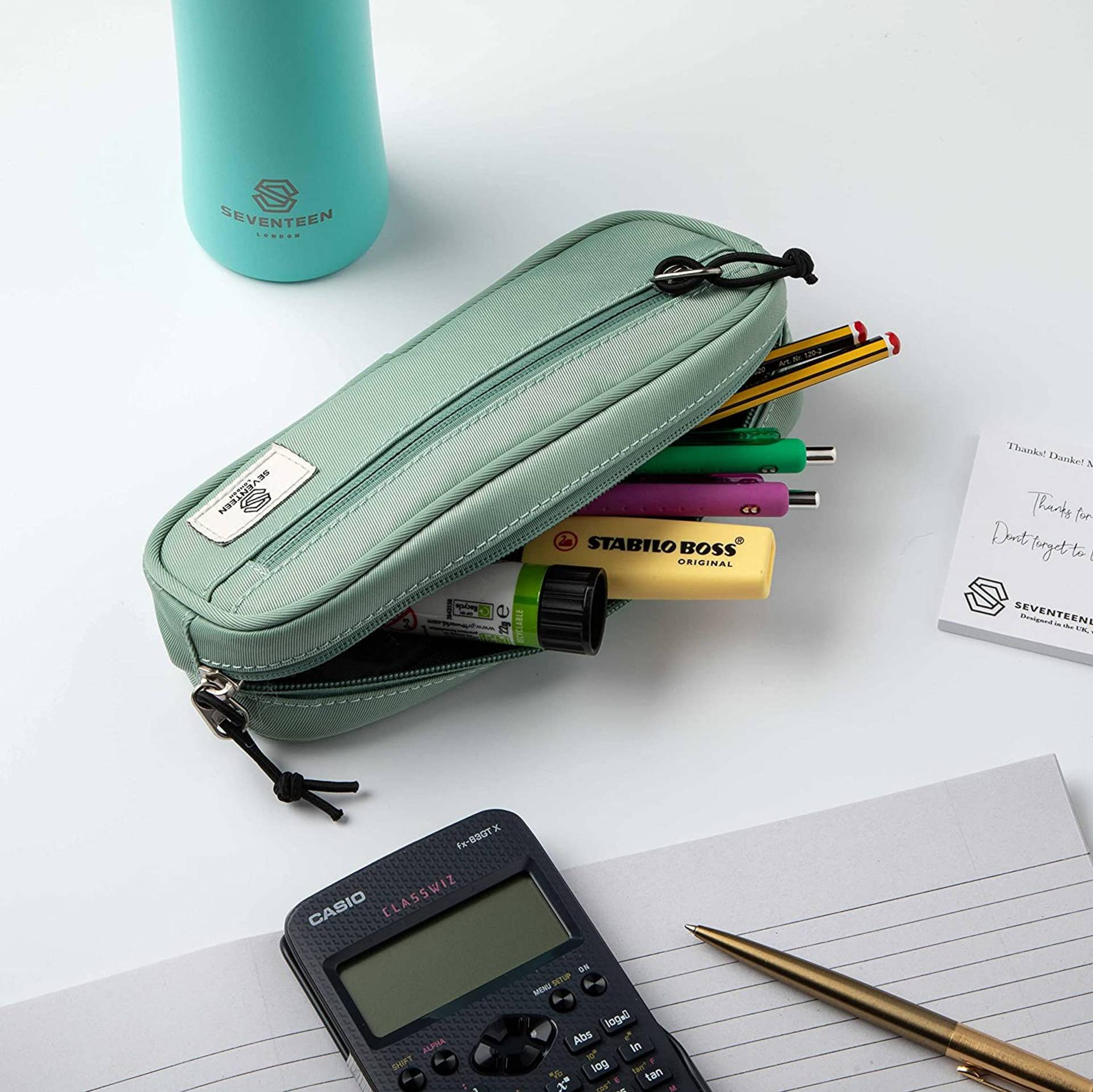 Mitcham Pencil Case - Pastel Green - Seventeen London