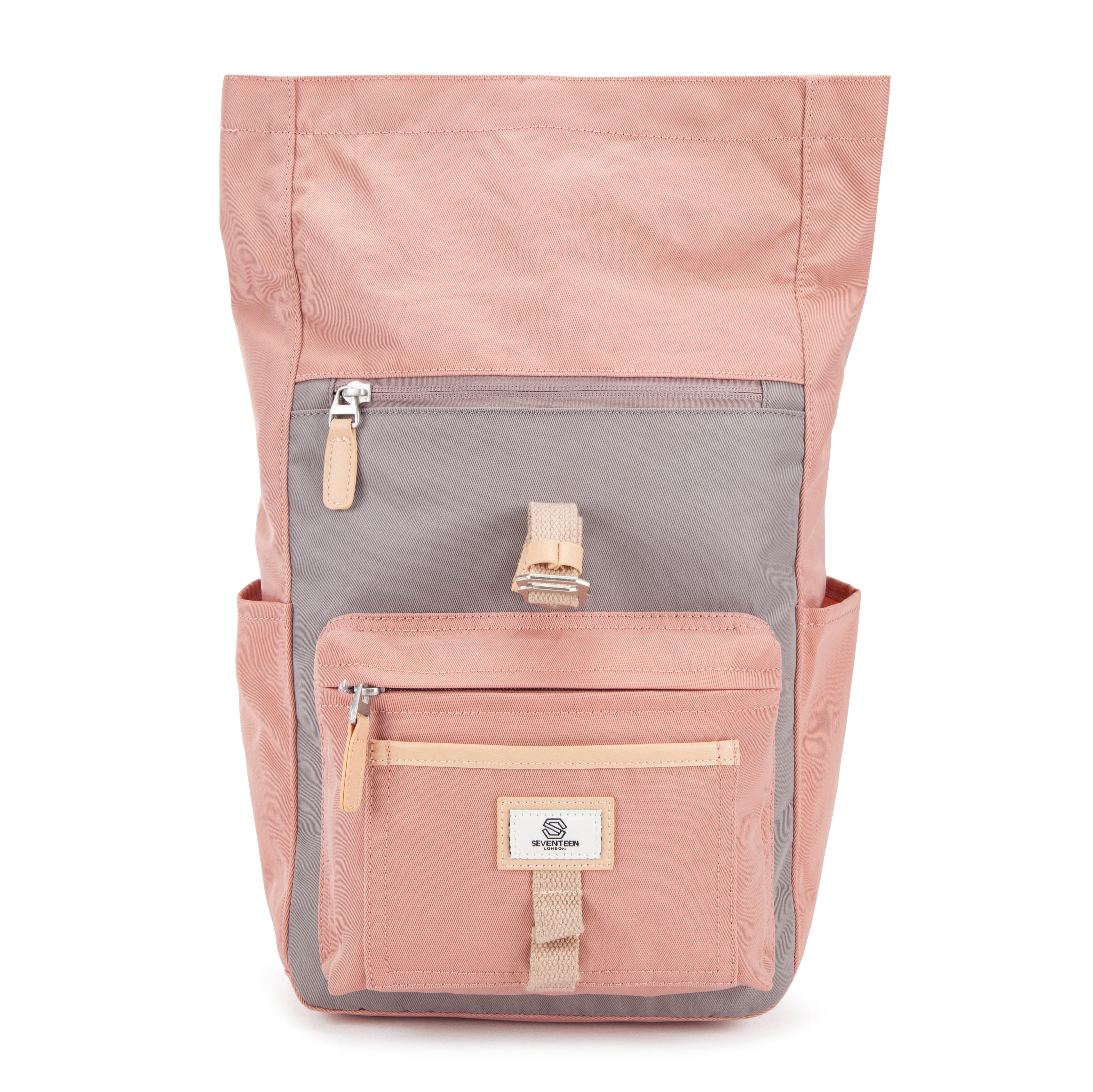 Canary Wharf Mini Backpack - Pink with Grey - Seventeen London