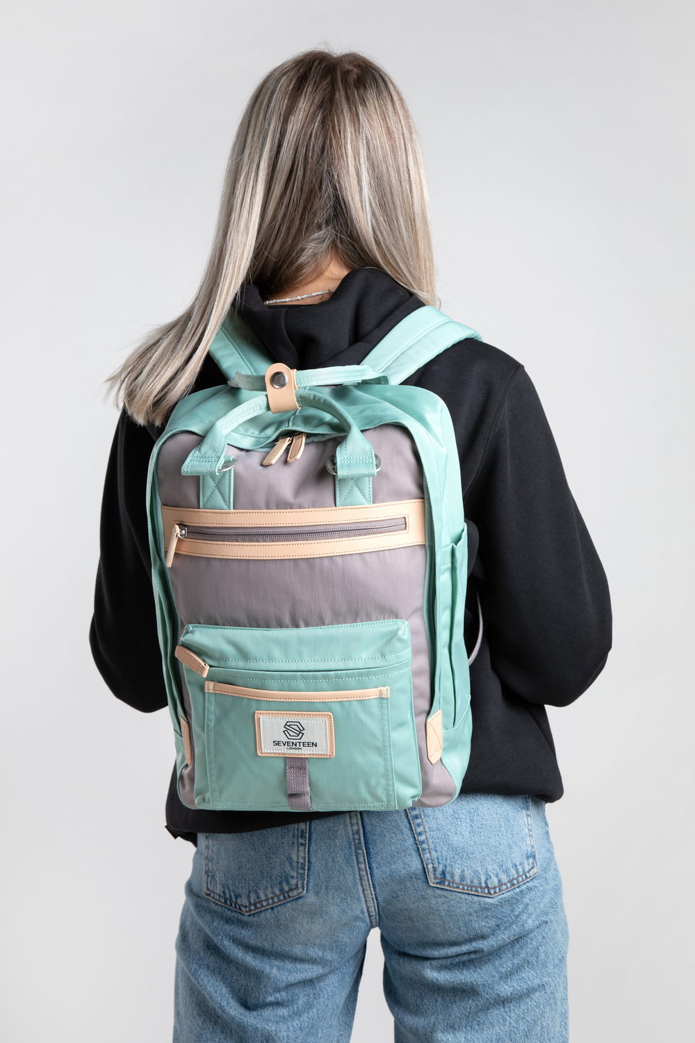 The Wimbledon Backpack - Pastel Green with Grey